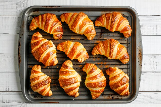 croissants recién horneados en la sartén