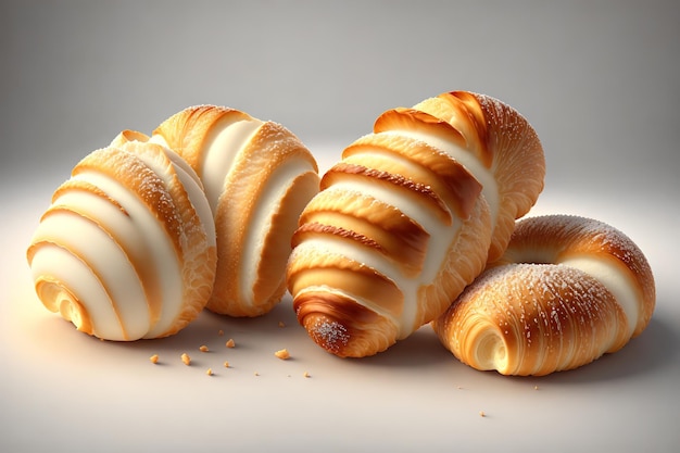 croissants sobre fondo blanco