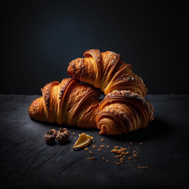 Croissants sobre fondo negro