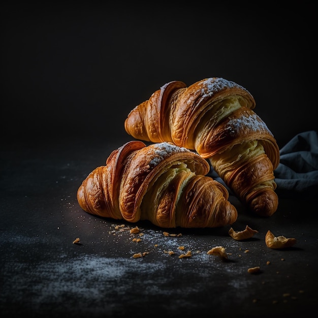 Croissants sobre fondo negro