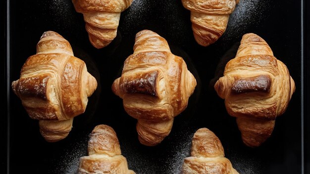 Croissants sobre un fondo negro