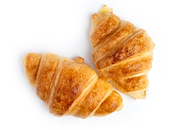 Croissants von oben auf Weiß isoliert