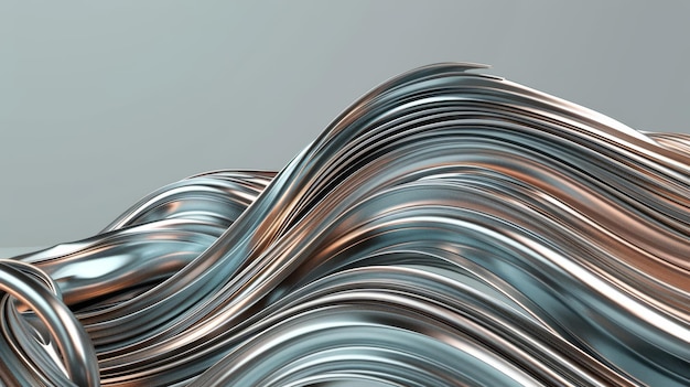 cromo 3d linhas torcidas onduladas fundo abstrato