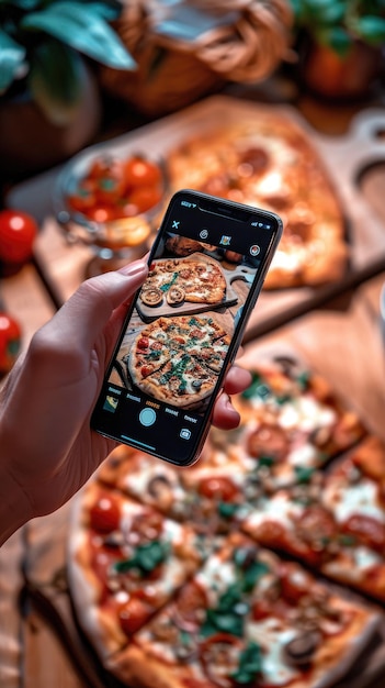 Foto crônicas culinárias de smartphones criador de conteúdo alimentar libera sabor