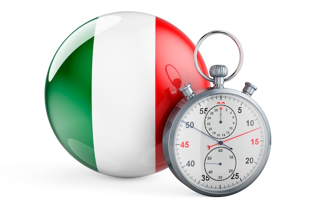 Cronômetro com bandeira da Itália renderização em 3D