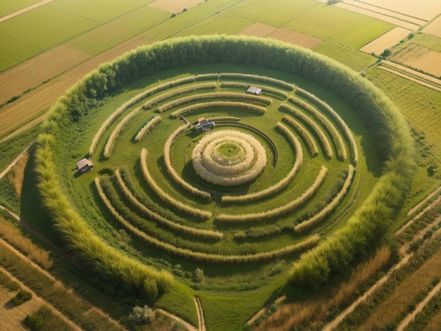 Foto crop circle enigma luftaufnahme eines mysteriösen phänomens