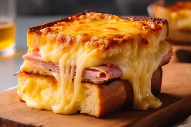 Croque monsieur de presunto e queijo que é delicioso e decadente Generative AI