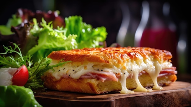 Croque monsieur es un sándwich caliente hecho con jamón y queso