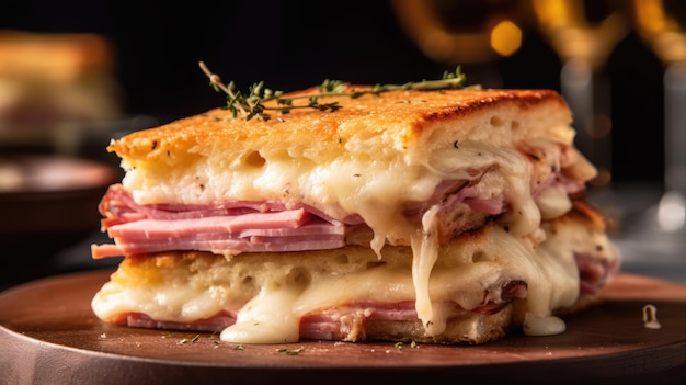 Croque monsieur es un sándwich caliente hecho con jamón y queso