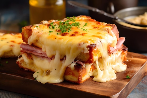 El croque monsieur de jamón y queso más delicioso y delicioso IA generativa