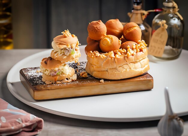 Foto croquembouche na mesa da cozinha fotografia de alimentos