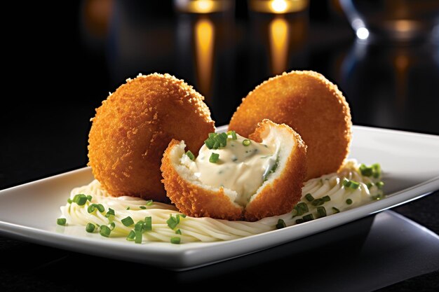 Foto croquetas de queso manchego con aioli