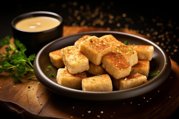 Croquetes de tofu com molho de mergulho