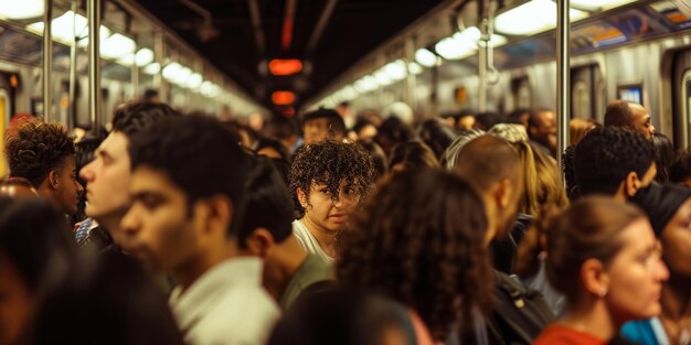 Foto crowd of people in the subway generative ai