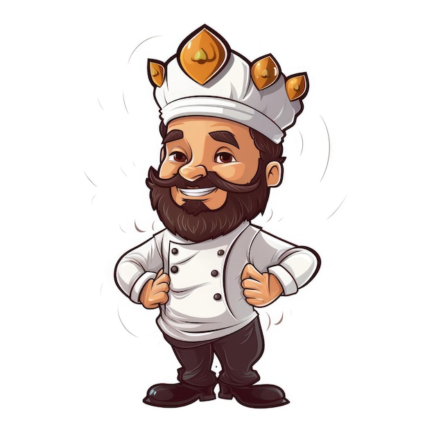 Crowned Culinary Conqueror Uma caricatura caprichosa Arte vetorial de um chef em 2D