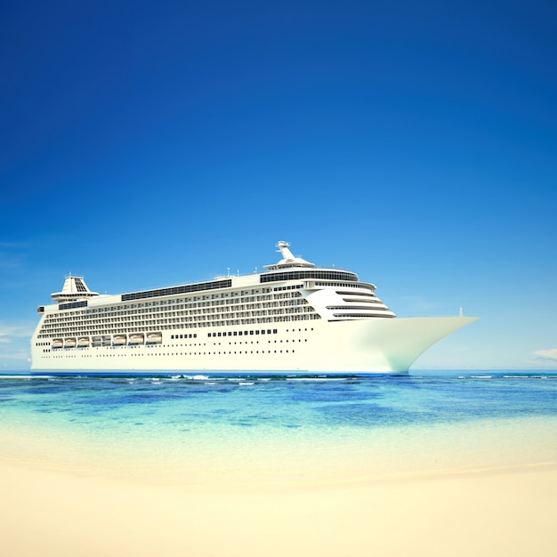 Foto crucero 3d en una playa tropical