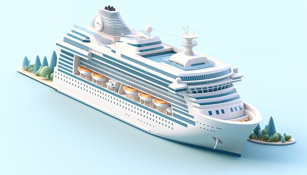 un crucero centro isométrico estilo arcilla 3 d fondo blanco