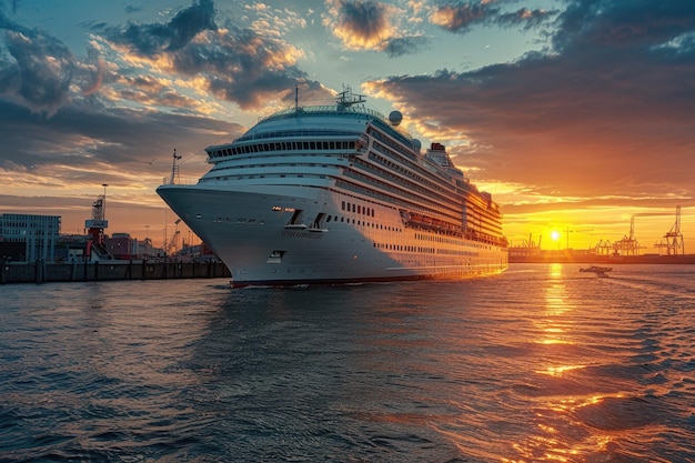 Un crucero de lujo al atardecer