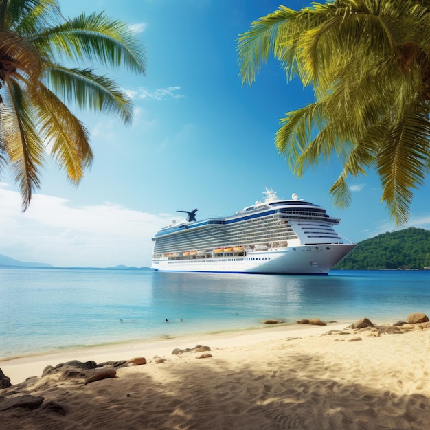 Crucero de lujo al Caribe con palma en Coral Beach