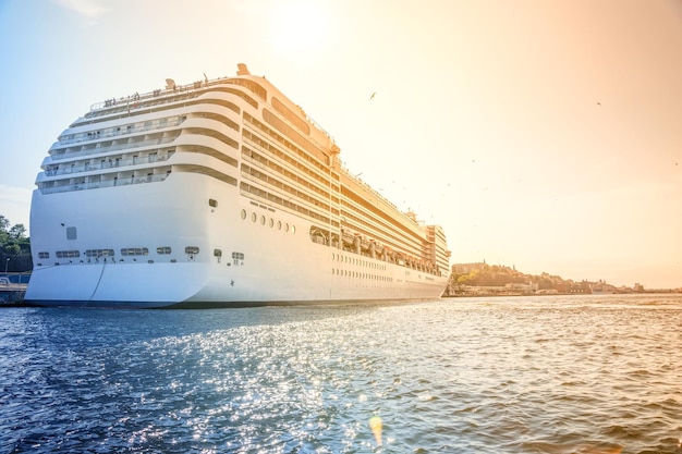 Un crucero navegando en el mar contra un cielo despejado