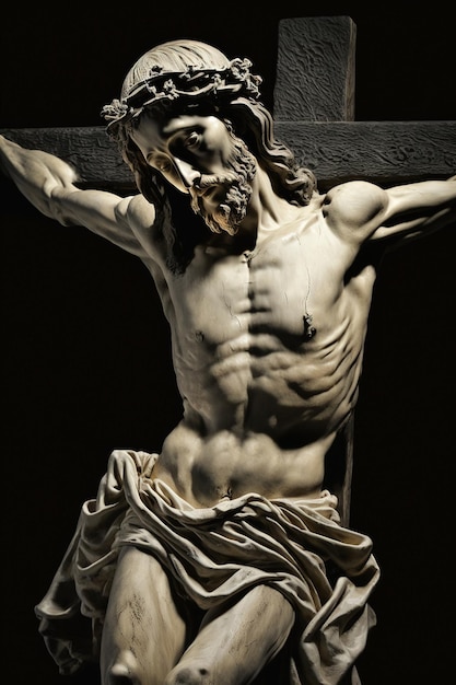 Crucificação de Jesus Cristo em fundo escuro