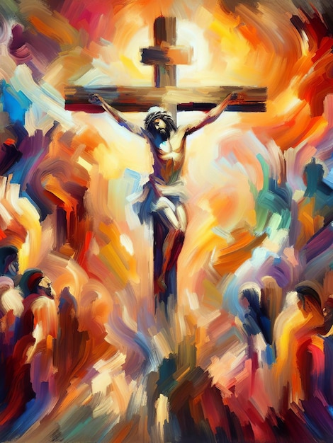 Crucifixión de Jesús en la cruz Arte de impresión religiosa