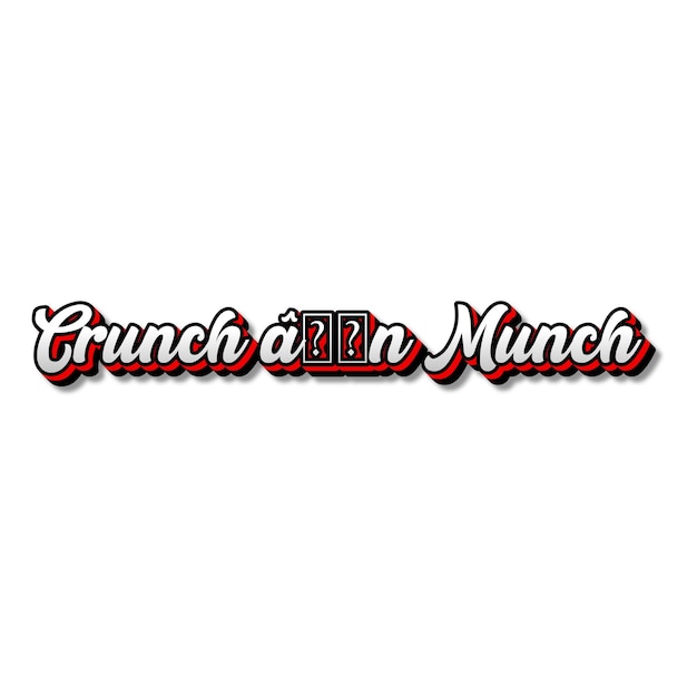 Foto crunchnmunch texto 3d prata vermelho preto branco fonte foto jpg