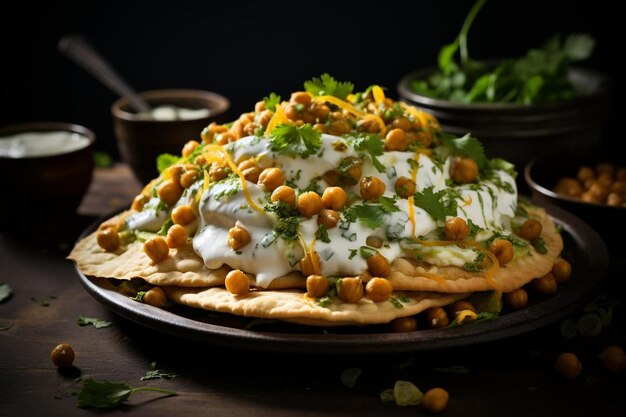 Foto crunchy chickpea dahi puri la popular fotografía de imágenes rápidas de dahi pori