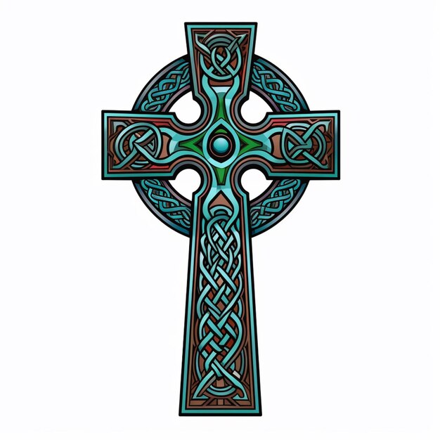 Cruz celta con un patrón decorativo en el generativo medio ai