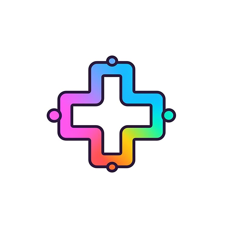 una cruz colorida con una cruz de colores arco iris en él