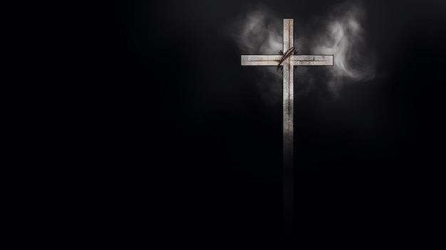 Foto cruz cristã de madeira símbolo de páscoa do cristianismo esboço de ilustração