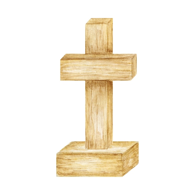 Cruz cristiana de madera cruz de la iglesia católica aislada sobre fondo blanco símbolo de religión