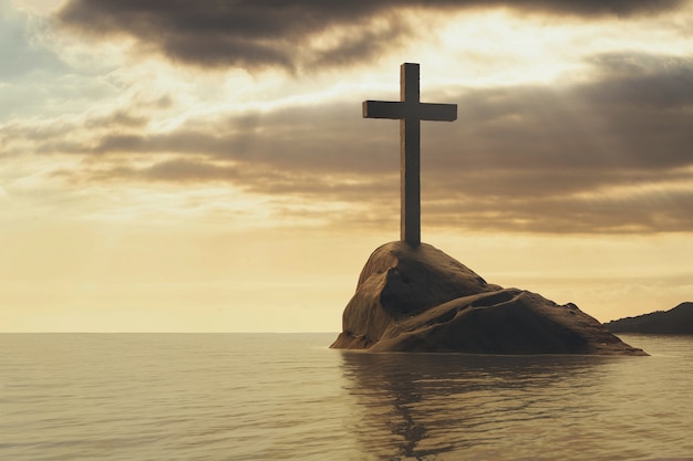 Foto cruz cristiana en la naturaleza