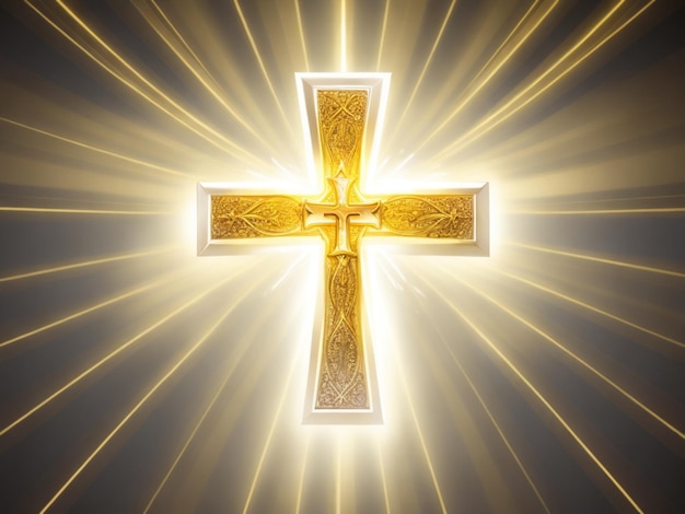 Cruz de ouro no símbolo cristão