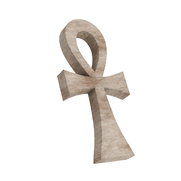 Cruz egipcia de piedra Ankh Clave de la vida Representación 3d