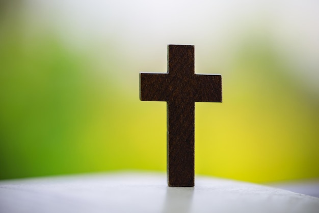 Cruz de madera en la naturaleza