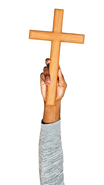 Cruz de madera png en pegatina de mano sobre un fondo transparente