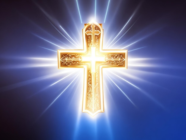 Cruz de oro en símbolo cristiano
