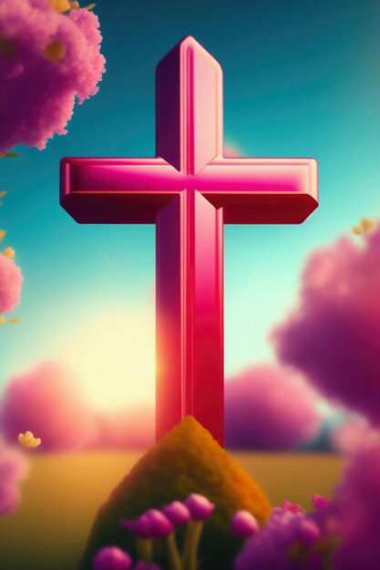 Foto una cruz roja con la palabra jesus en ella