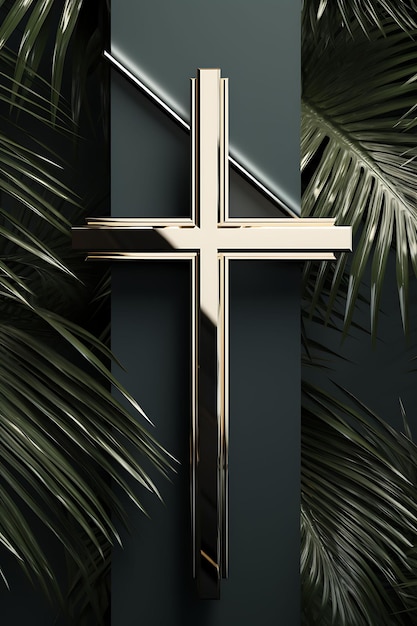 Cruz sagrada moderna feita de metal elegante e adornada com geo cross palm domingo foto arte cristã