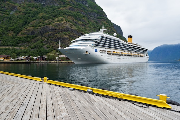 Cruzeiro nas águas do aurlandsfjord, noruega