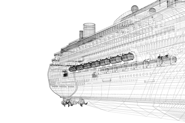 Cruzeiro, navio, estrutura da carroceria, modelo de arame