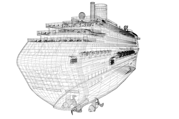 Cruzeiro, navio, estrutura da carroceria, modelo de arame