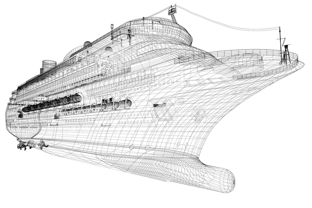 Cruzeiro, navio, estrutura da carroceria, modelo de arame