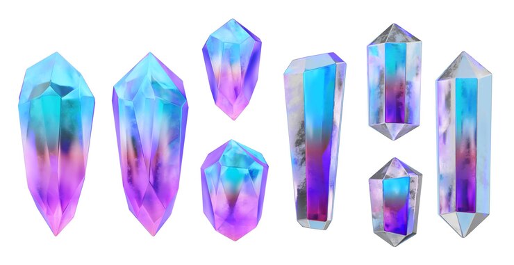 Foto crystal collection pack isolierter hintergrund 3d-rendering ohne ki-generation