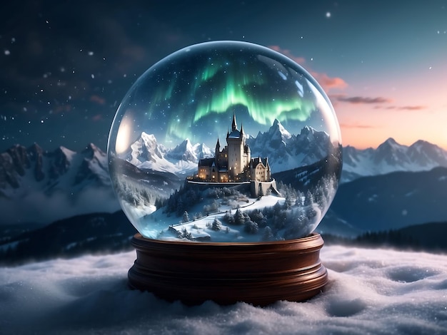 Foto crystal kingdom yukisakuras ultra hd paisagem de aurora com castelo e morcegos