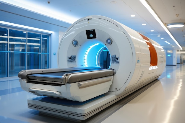 Foto ct-scan-gerät im krankenhaus medizinische ct- oder mrt-medizingeräte und magnetresonanztomographie-maschine im gesundheitswesen, erstellt mit generativer ki