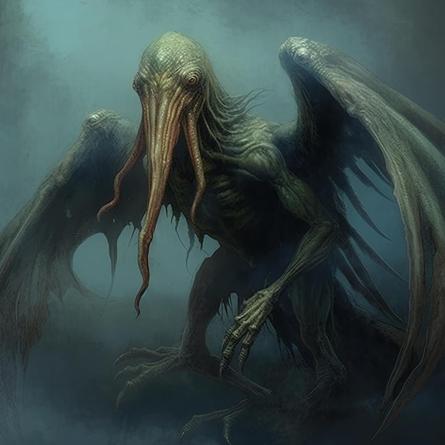 Cthulhu calamar monstruo imágenes de arte amoroso IA Arte generativo