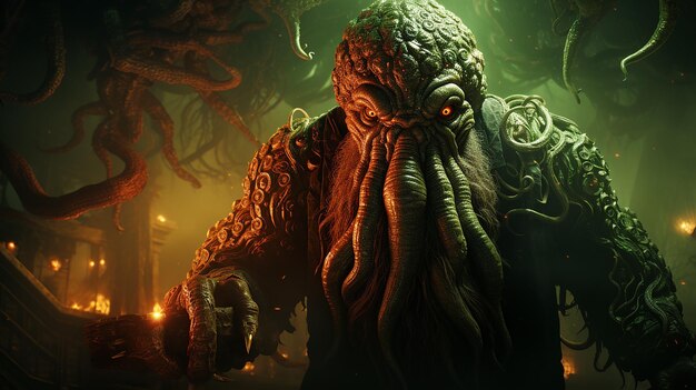 Cthulhu fantasía oscura efecto de brillo foto generativa ai