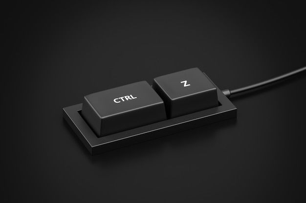 Ctrl z botón de acceso directo y deshacer o retroceder el concepto de teclado del fondo del teclado de control. Representación 3D.